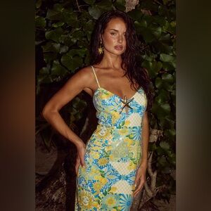 Floral Blue and Yellow Dress
